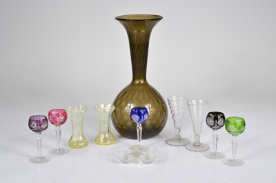 Lot 172 - A pair of Vaseline trumpet style posey vases