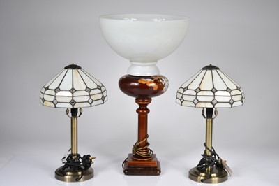 Lot 178 - A converted continental pottery oil lamp