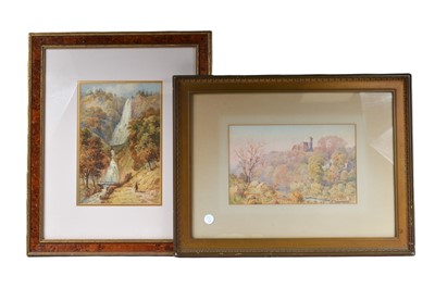 Lot 198 - Early 20th European School Alpine waterfall, watercolour
