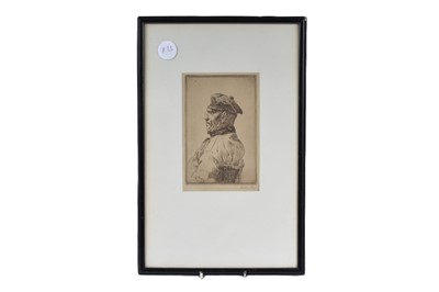 Lot 205 - William Balfour Ker (1877-1918) etching of a Man in a Tam O'Shanter