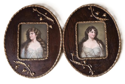 Lot 212 - A pair of decorative Art Nouveau prints of Beauties