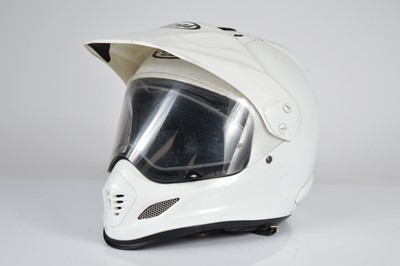 Lot 267 - An Arai Tour-X-3 biker helmet fitted with microphones and ear pieces worn by Dave Myers