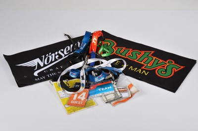 Lot 269 - A collection of TT and motorcycle related lanyards some with passes realating to Dave Myers
