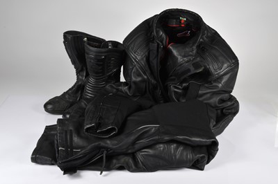 Lot 270 - A set of black Dave Myers motorcycle leathers