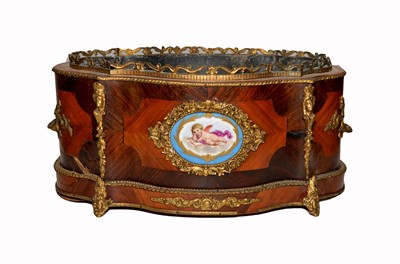 Lot 290 - A late 19th Century French kingwood and porcelain mounted planter