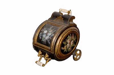 Lot 294 - A 19th Century toleware floral decorated coal scuttle