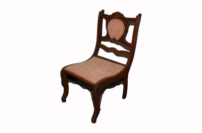 Lot 301 - A small inlaid stained beech Edwardian nursing chair