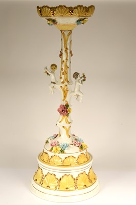 Lot 308 - A continental globe decorative porcelain and glass shaded lamp