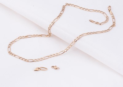 Lot 11 - A 9ct gold figaro flat link chain necklace