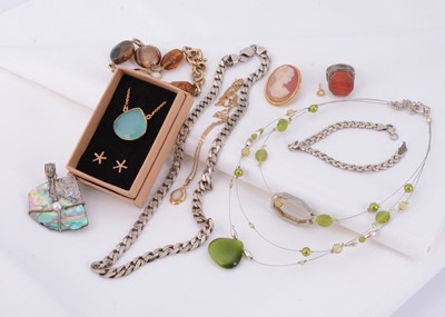 Lot 29 - A silver gilt Olly M necklace & pair earrings, together with collection of silver & costume jewellery