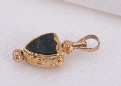 Lot 74 - A bloodstone & rock crystal fob