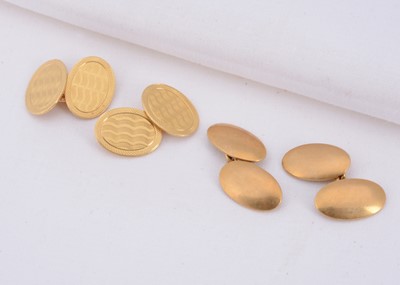Lot 78 - Two pairs of 18ct gold oval cufflinks