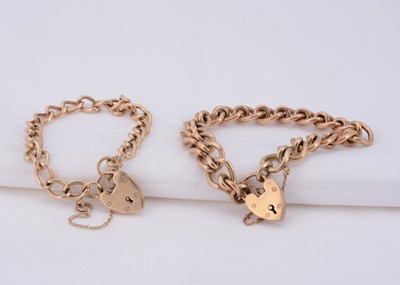 Lot 79 - Two 9ct gold curb link chain padlock bracelets