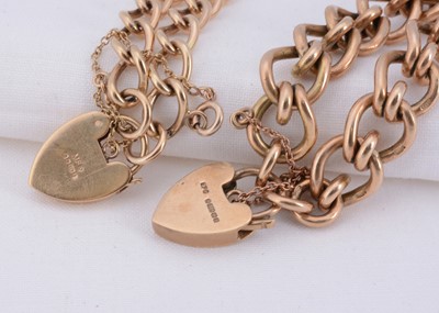 Lot 79 - Two 9ct gold curb link chain padlock bracelets