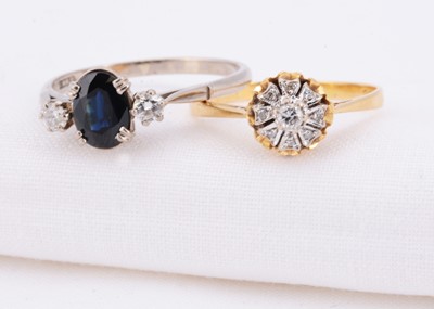 Lot 92 - Two 18ct gold gem set dress rings