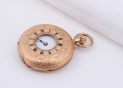 Lot 99 - A 14k gold half hunter pocket watch