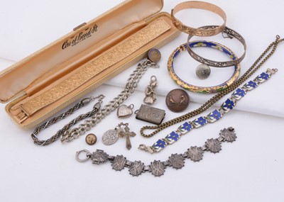 Lot 111 - A selection of costume jewellery, including rolled gold bracelet, boxed Ciro bracelet & silver items