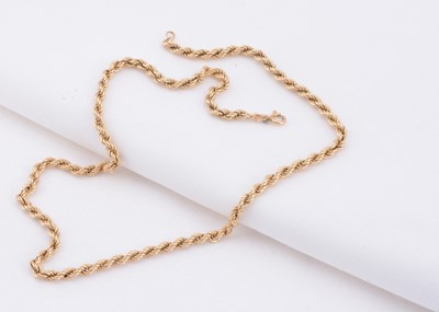 Lot 118 - A 14k gold rope chain necklace
