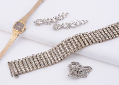 Lot 127 - A collection of costume jewellery including crystal multi row line bracelet & Accurist ladies watch