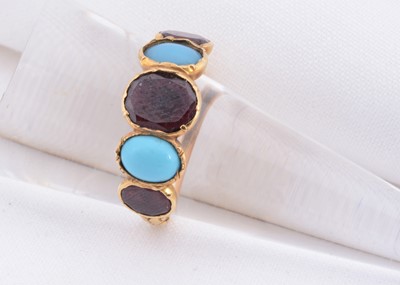 Lot 132 - An Georgian garnet & turquoise five stone ring