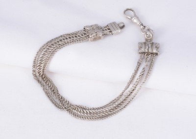 Lot 157 - A antique multi strand curb chain bracelet/Albertina pocket watch chain