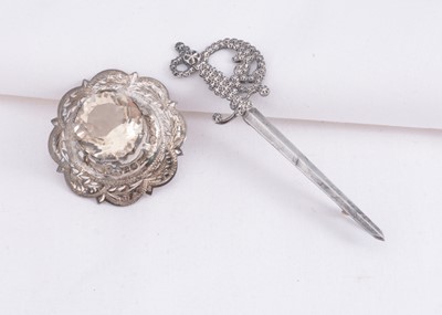 Lot 177 - A Charles Horner sword brooch & Scottish Ward brothers gem set brooch