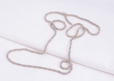 Lot 179 - A silver long rope twist chain
