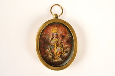 Lot 199 - An antique brass mounted framed relicario pendant