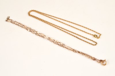 Lot 210 - A rope chain necklace & a fancy link broken necklace