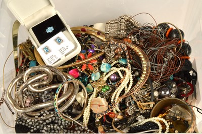 Lot 226 - A silver topaz ring & topaz & diamond earrings & large collection of costume jewellery