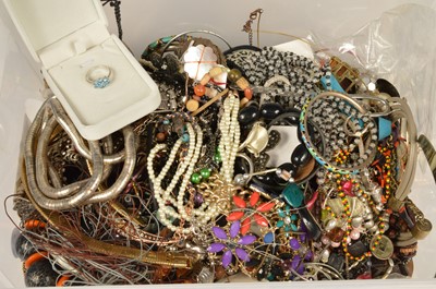 Lot 226 - A silver topaz ring & large collection of costume jewellery