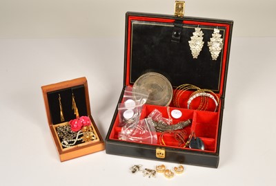 Lot 235 - A collection of costume jewellery, including two pairs flower clip back earrings