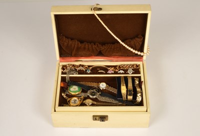 Lot 237 - A collection of costume jewellery & eight ladies watches