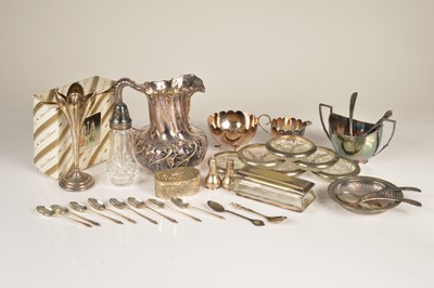 Lot 327 - A pair of silver peppers and a collection of silver plated items