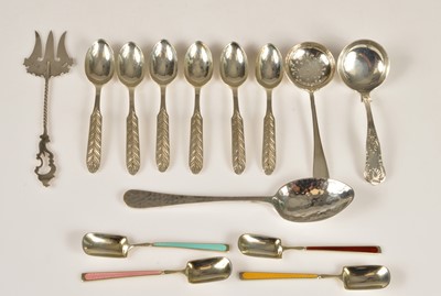 Lot 355 - A group of Victorian and later silver spoons and a fork