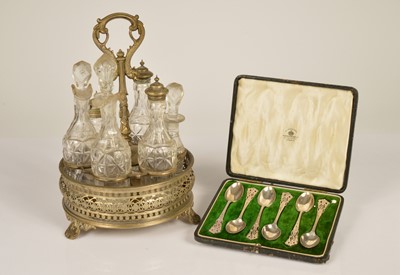 Lot 390 - A cased set of six George V silver teaspoons from Mappin & Webb