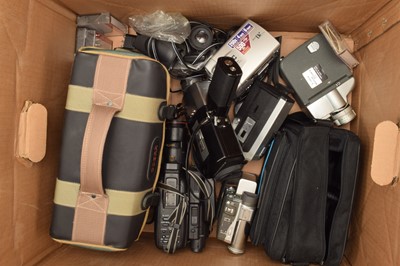 Lot 99 - A Box of Camcorders and Cine Cameras