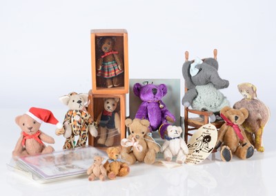 Lot 15 - Twelve miniature teddy bears and soft toy animals
