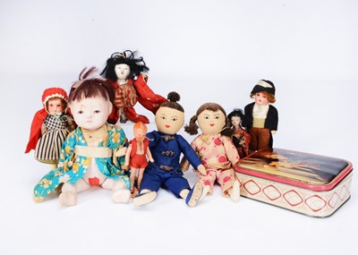 Lot 199 - Two Ernst Heubach painted bisque dolls house dolls