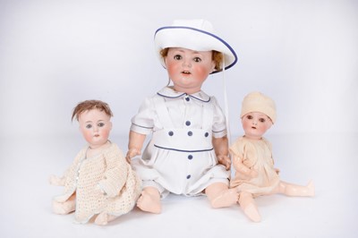 Lot 204 - Three character bisque headed baby dolls