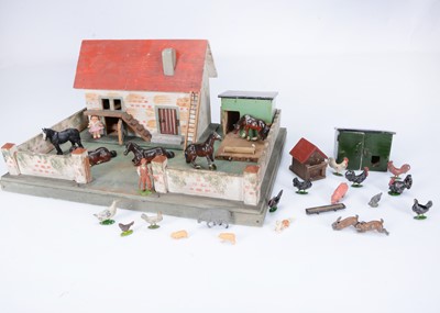 Lot 223 - An early 20th century German wooden farm yard with animals