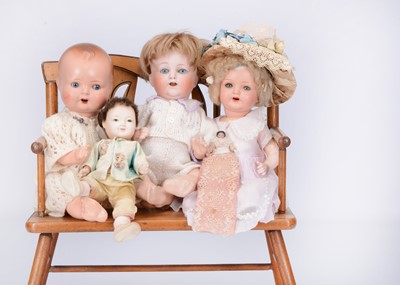 Lot 244 - Three bisque headed character babies