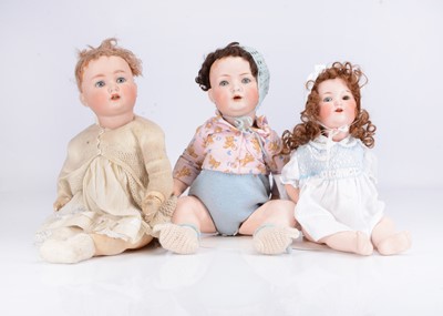 Lot 321 - Three bisque headed character babies