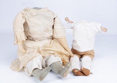 Lot 337 - Two large  19th century cloth dolls bodies
