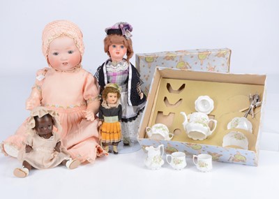Lot 349 - Various bisque headed dolls