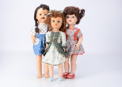 Lot 496 - Three Pedigree hard plastic and vinyl walking dolls