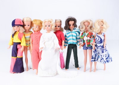 Lot 580 - Eight Pedigree Sindy dolls, 1970s