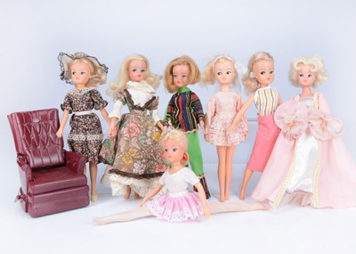 Lot 586 - Seven Pedigree Sindy dolls