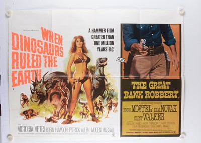 Lot 388 - When Dinosaurs Ruled The Earth / The Great Bank Robbery UK Quad Poster