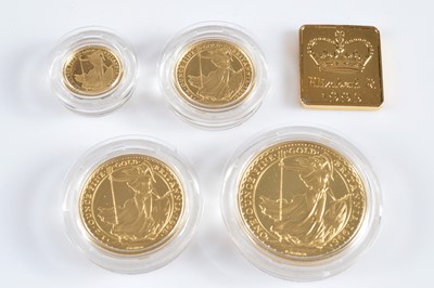 Lot 8 - A 1990s Royal Mint UK Gold Proof Britannia Collection four coin set